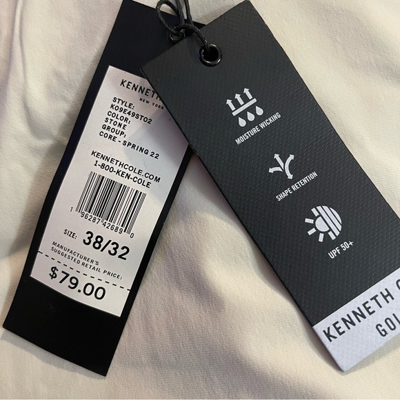 Kenneth Cole Men’s 38X32 performance Stretch Golf Pants Stone NWT - Picture 3 of 11